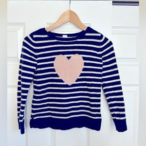 Carters Kids size 8 Navy Blue and White striped Heart Sweater